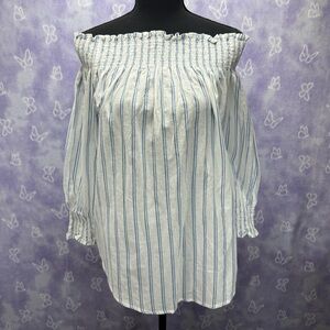 Faithfull The Brand Women's Striped Off-The-Shoulder Blouse NWT Size 4